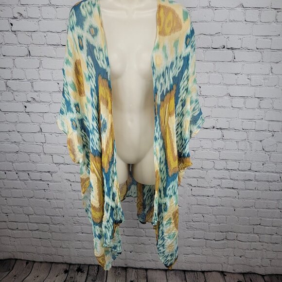 Free People By Bindya Multicolor Lightweight Gauzy Open Duster Cardigan One Size - Picture 1 of 12